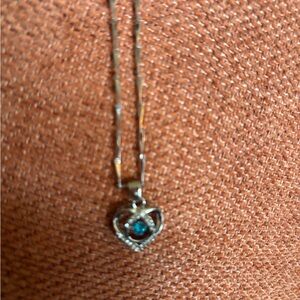 Silver and Blue Heart Pendant Necklace